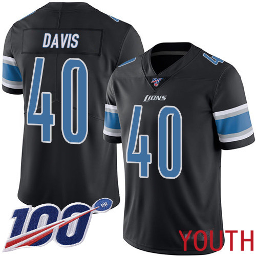 Detroit Lions Limited Black Youth Jarrad Davis Jersey NFL Football 40 100th Season Rush Vapor Untouchable